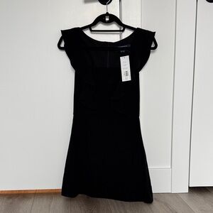 French Connection Black Ruffle-Front Mini Dress
